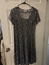 Avenue Fit And Flare Swing Dress Black And White Plus Size 14/16