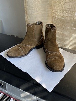 LOUIS VUITTON Brown Suede BOOTS  Ankle  36-6 riding western Cowboy Heel Leather