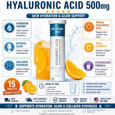 HK Vitals Hyaluronic Acid Effervescent Vit C Skin Hydration 15 tabs