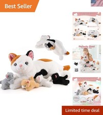 5 Pieces Cat Stuffed Animals with Babies Inside Belly - 1 Mommy Stuffed Cat w...