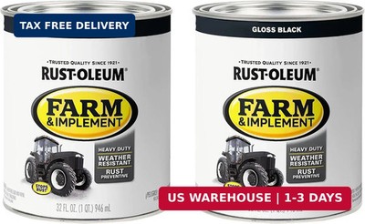 Rust-Oleum 280104-2PK Farm & Implement Enamel Paint, Quart, Gloss Black (Pack of