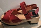 Swedish Hasbeens Sky High Wooden Clogs Sandals Wood Shoes Merci Womens 37 7/7.8 — photo 3
