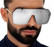 Silver Mirror Lens Men Sunglasses Street Beach Wear UV400 Protection Male Female