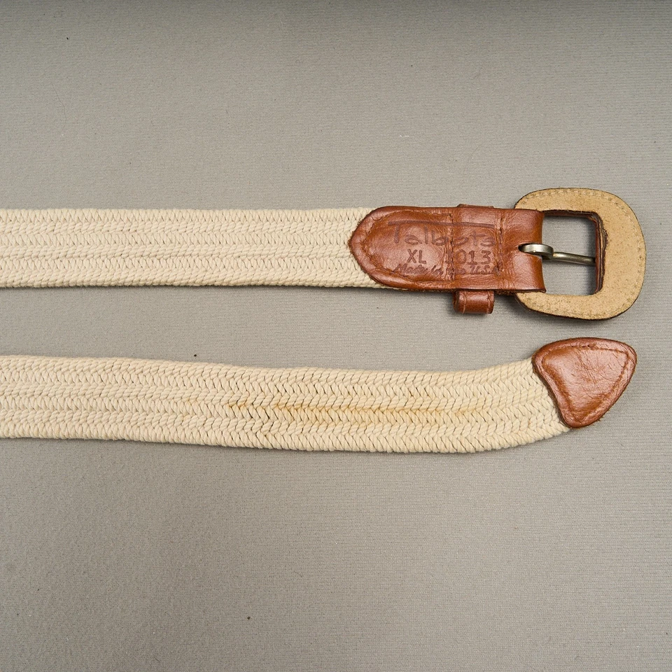 Vintage Talbots Belt Womens XL Beige Woven Stretch Leather Covered Buckle USA - Image 3 of 4