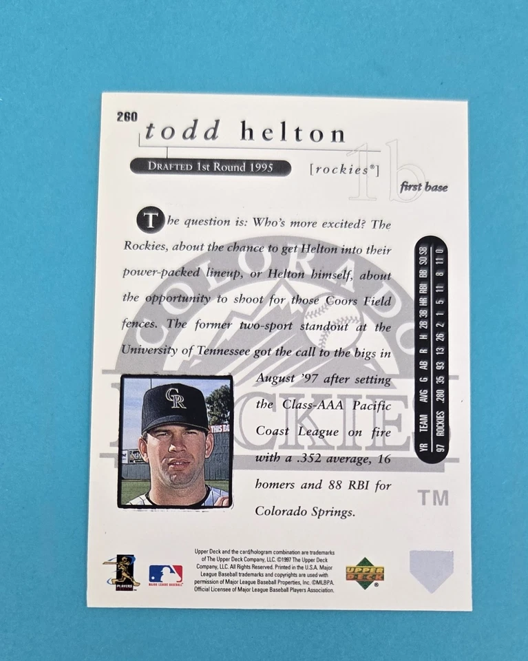1998 Upper Deck Special F/X #142 Todd Helton Colorado Rockies BASEBALL Card 2G - Image 2 of 2