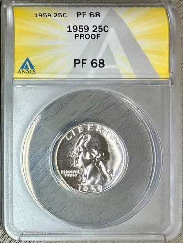 1959 Proof Silver Washington Quarter, ANACS PF-68