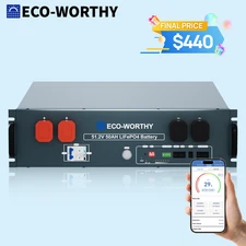 ECO-WORTHY 48V 50Ah Server Rack LiFePO4 Lithium Battery V3 For Home Off-Grid