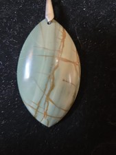 Picasso Jasper Horse Eye 2.5" X 1.25" Pendant W/ 17"-19" Black Cord