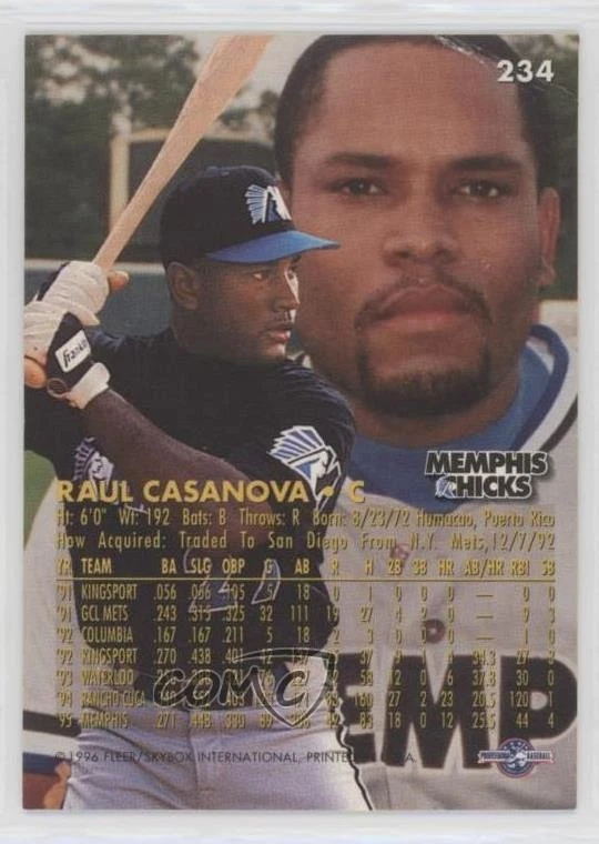 1996 Fleer Excel Raul Casanova #234 - Image 2 of 2