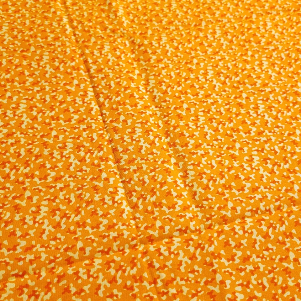 Cotton Fabric Orange Yellow Abstract Floral Print Springs Country 34” x 43”  - Image 3 of 4