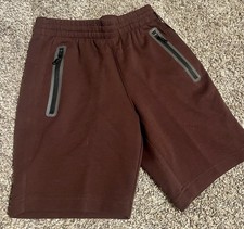 Boy s Maroon Athletic Shorts M Polyester Spandex Drawstring Zipper Pockets