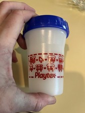 Vintage 90s 1995 Playtex Sippy Cup Blue Purple Trains With Seal