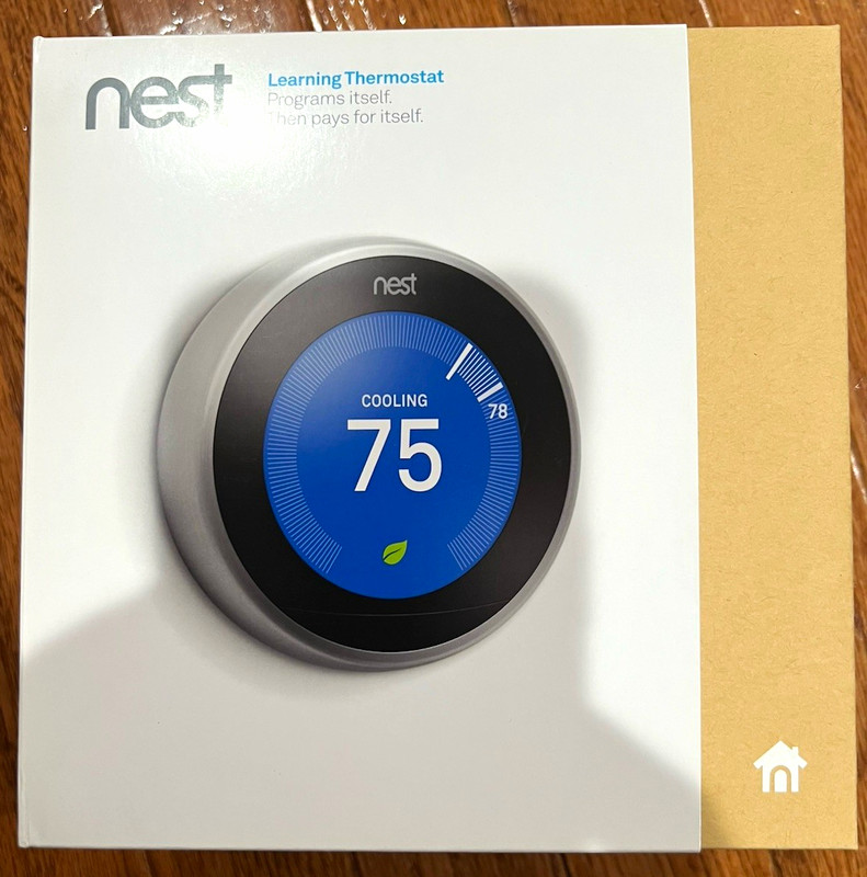 Nest Learning Thermostat Round Wi-Fi Smart Black/Silver w/Backplate T3007ES