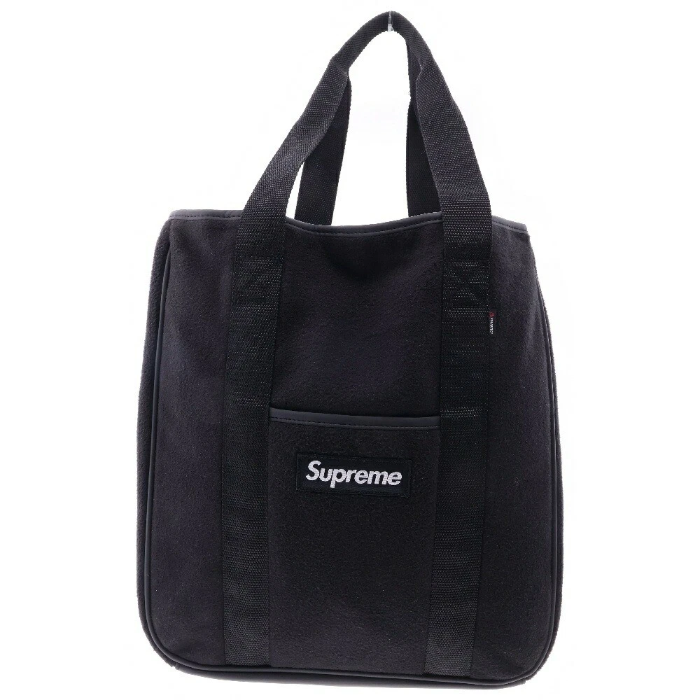 Supreme 18Aw Polartec sac fourre tout boîte logo sac à main noir H5449