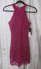 NWT LULUS XS 0 / 2 Burgundy Short Sexy Lace Embroidered  Knee Dress
