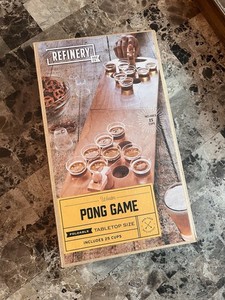Refinery & Co. Foldable Wooden Tabletop Beer Pong Game with (24) Cups