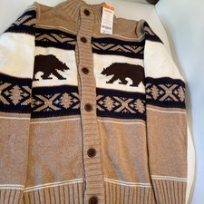 Gymboree Boy  s 10-12 Years Cardigan Sweater Fair Isle Bear NWT Retail: 43.95