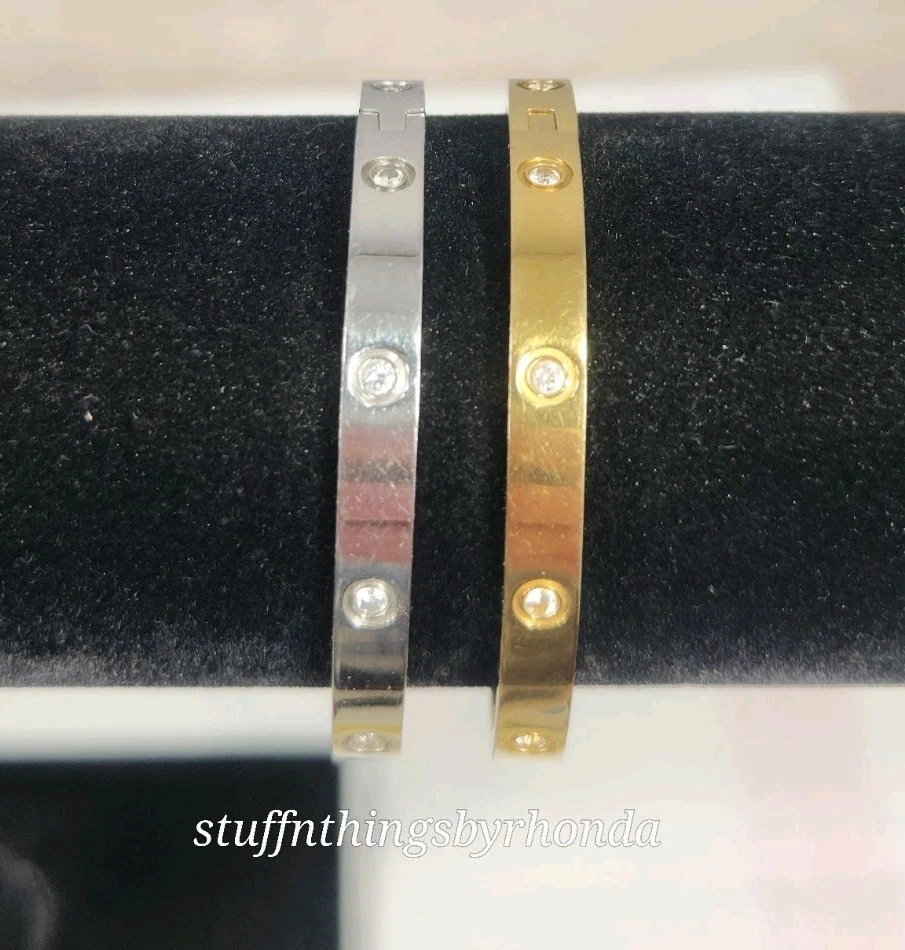 Pack de 2 ~1 Brazalete para Mujer Plata 1 Oro Acero Inoxidable Sin Deslustre Talla 61/2 Foto 3 de 4