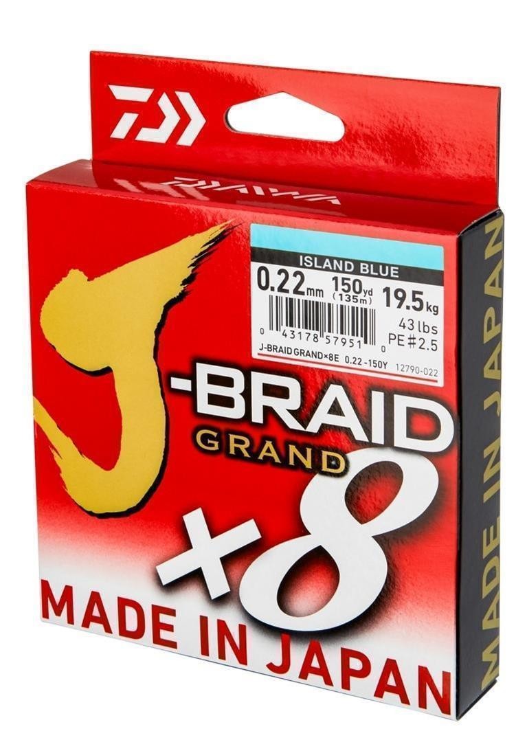 Daiwa J-Braid Grand X8E Braid 020mm 16Kg 135m IB geflochtene Schnur Blau 4990₽
