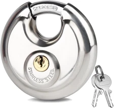 Candado Disco 70mm Acero Inoxidable con Llaves Impermeable Bodega Exterior