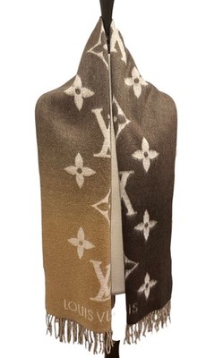 Pre-owned Genuine Louis Vuitton 100% Cashmere Scarf Multi Beige