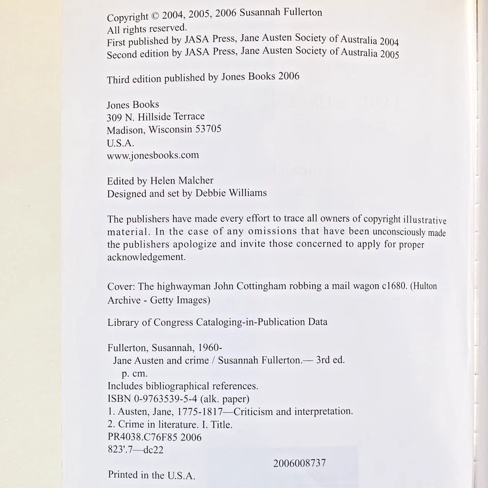 Jane Austen and Crime by Susannah Fullerton paperback 3rd Edition 9780976353959 - Image 3 of 3