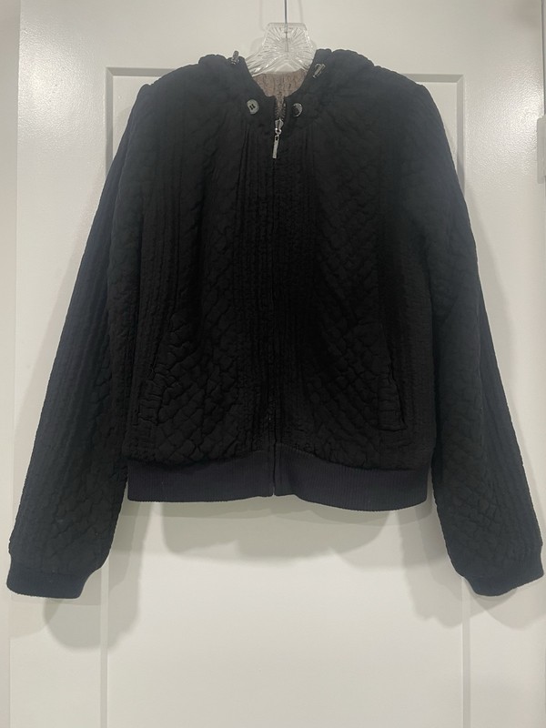 Adolfo Dominguez Design Cropped Reversible Jacket Textured Black/ Tan Size 40