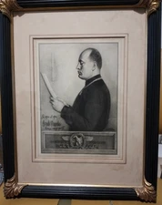 RENè GODARD RITRATTO DI BENITO MUSSOLINI 1925 ACQUAFORTE ORIGINALE RARISSIMA