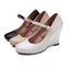 thumbnail 10 - 3 Colors Wedge Heel Buckle Womens Shoes Pumps High Heels Strap 43/44/45 Round D