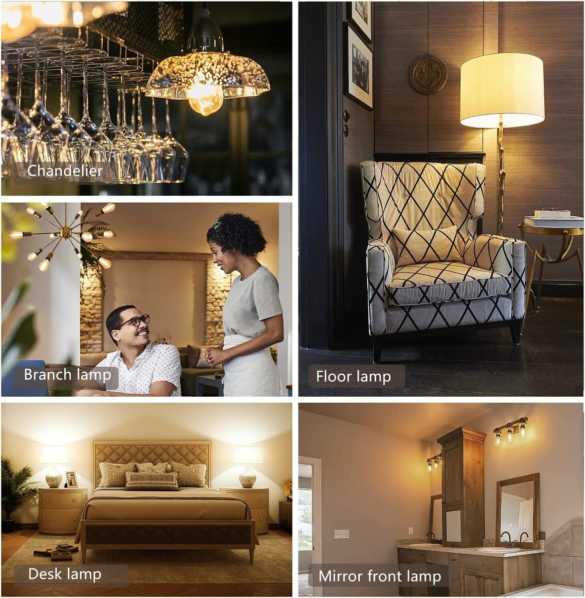 6 pk ST19 ST58 6W Dimmable Vintage Edison LED Bulb Warm 6 pk ST19 ST58 6W Dimmable Vintage Edison LED Bulb Warm