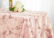 Wedding Linens Inc. 90" x 156" Ribbon Taffeta Rectangular Tablecloths