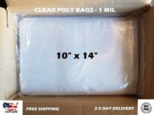 10x14" Clear Poly Bags Flat Open Top 1-Mil ml LDPE Plastic T-Shirt 100 200 1000