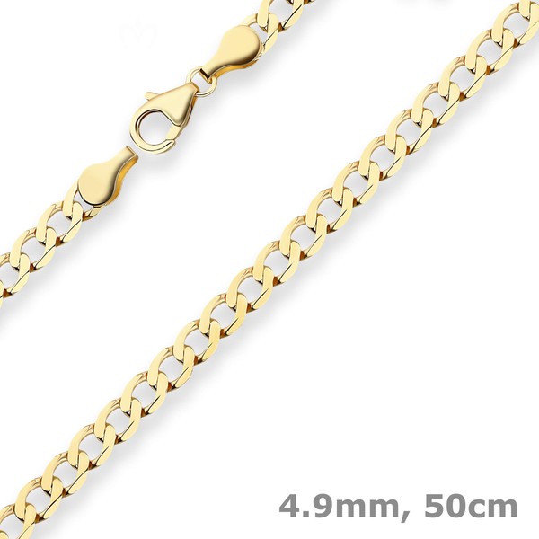 4,9Mm Panzerkette Weit Goldkette Collier Halskette Aus 333 Gold Gelbgold 50Cm-image