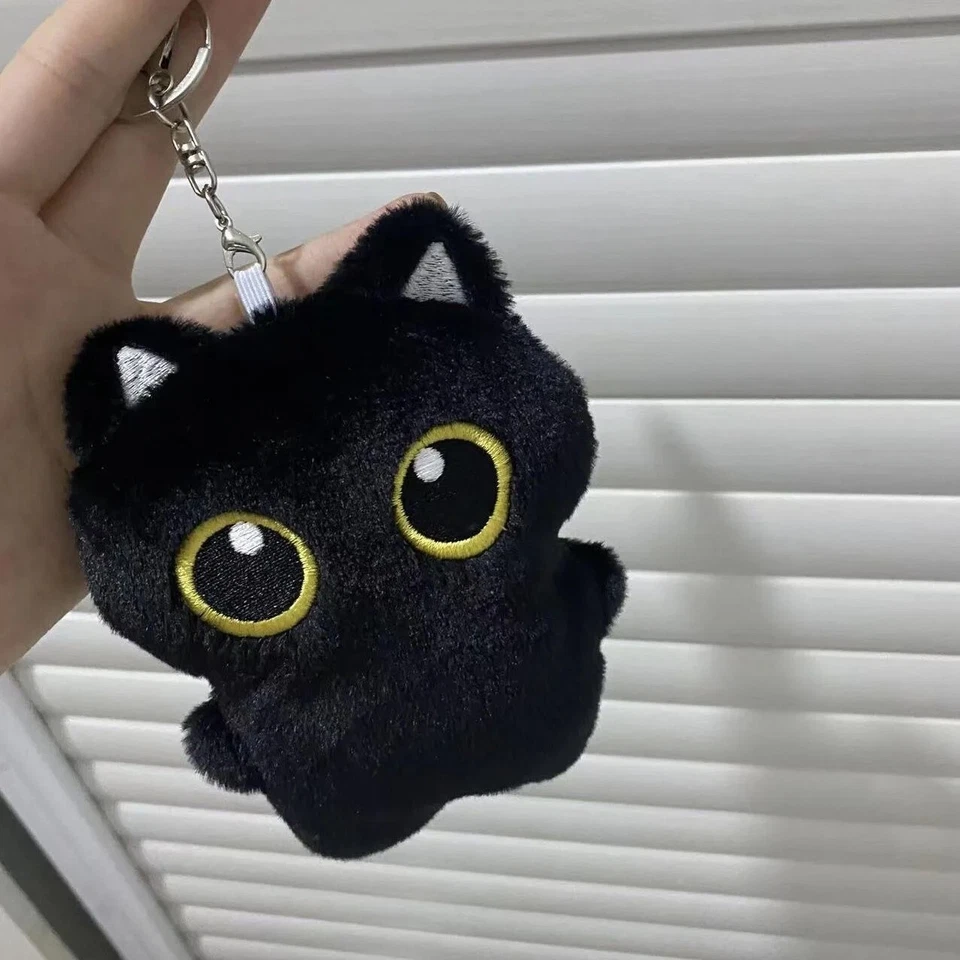 Lindo juguete de peluche para gato negro de 10 cm muñeca colgante pequeño cojín de peluche insertos regalos Foto 3 de 4