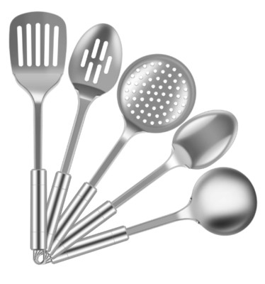 Stainless Steel Cooking Utensils Set Kitchen Tools Set 5 Pcs Metal Professional 