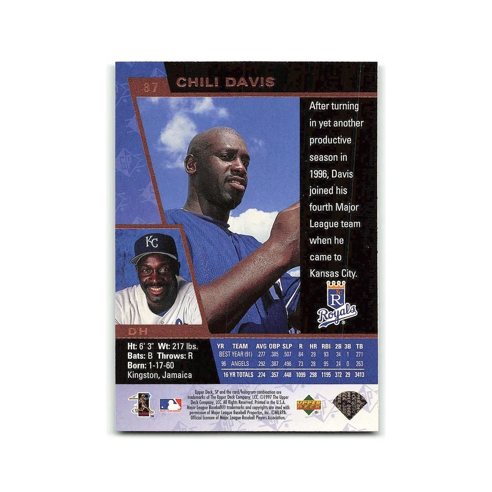 Chili Davis 1997 SP #87 Kansas City Royals Baseball Card NM - Image 2 of 3