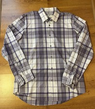 Express Button Up Long Sleeve Men  s Purple White Plaid 17-17.5 Extra Slim Fit