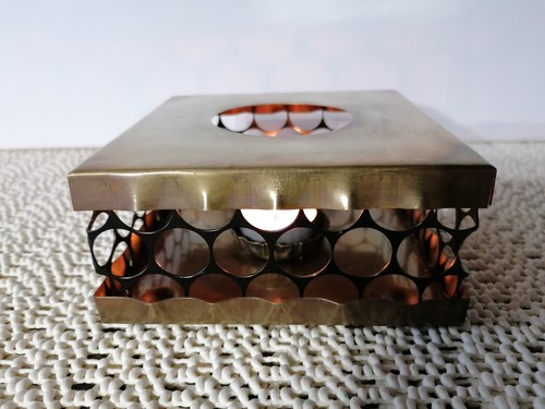 DDR Teelichthalter Stövchen Teewärmer aus Metall 13,5x13,5 H:6cm VINTAGE - Bild 6 von 6