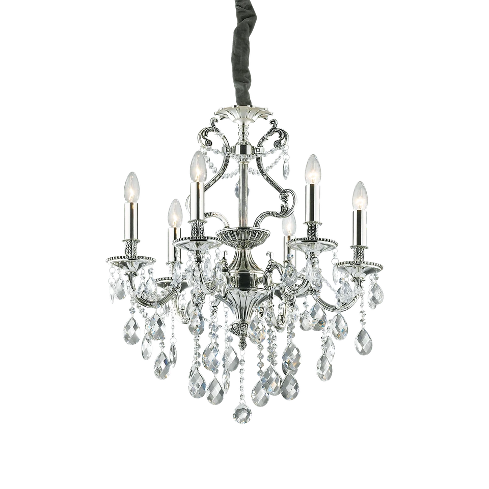 Gioconda sp6 argento lampadario fusione metallo pendagli ed elementi in cristall - Immagine 2 di 2