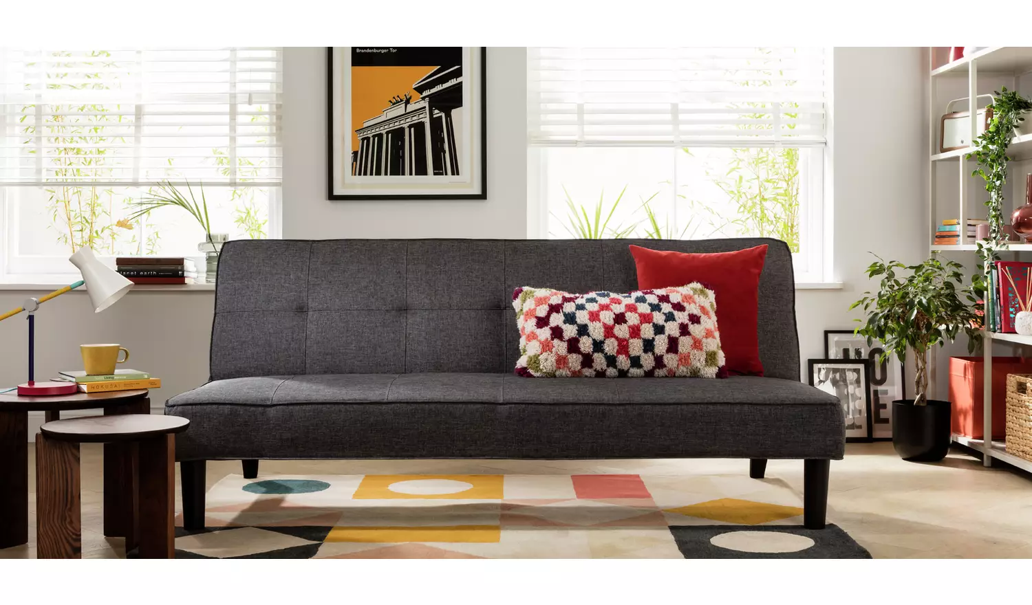 Habitat Patsy Fabric 2 Seater Clic Clac Sofa Bed Charcoal eBay