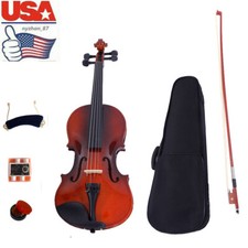USA Beginners 1/4 Acoustic Violin Case Bow Rosin Tuner Shoulder Rest Strings