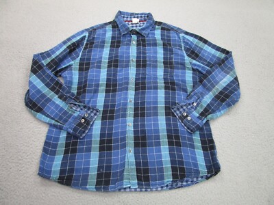 Carbon 2 Cobalt Shirt Mens Large Blue Plaid Long Sleeve 2 Ply Layered Adult