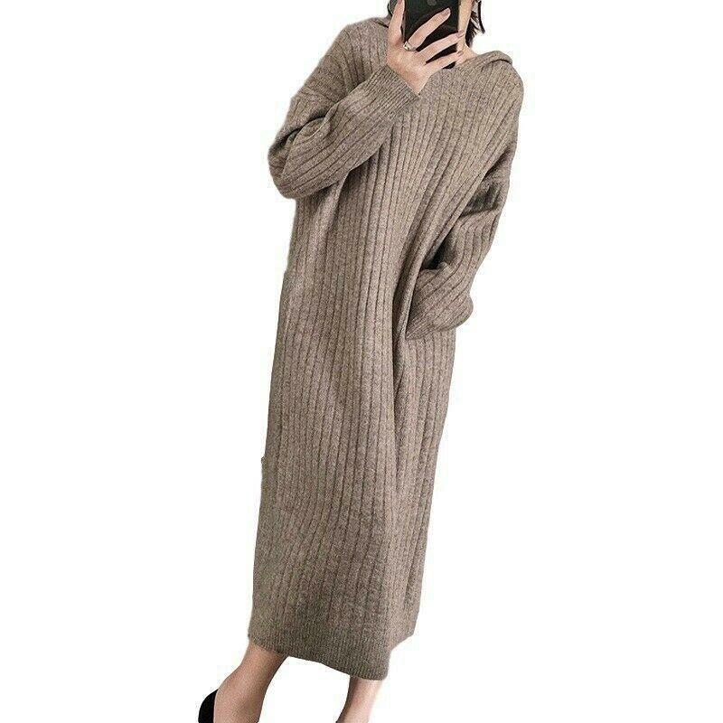 loose fitting sweater dresses for women Gustave Long Sleeve Sweater Dress for Women Casual Crew Neck Knit Midi Dresses Striped Textured Tunic Pullover Dresses Loose Fit, Women's, Size: 2XL,