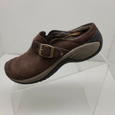 Merrell Womens Encore Kassie Clogs Shoes Brown Leather Slip On Buckle Strap Sz 6