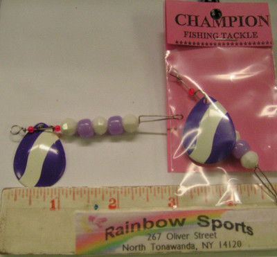 2 RS CHAMPION BUMBLE-BUG #4 COLORADO ONE BLADE DRIFTING SPINNER PURPLE/WHITE