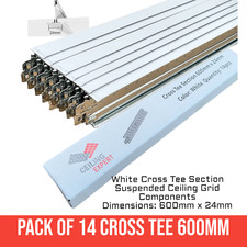 14x White Cross Tee Section 600 x 24mm Suspended Ceiling Grid System Component