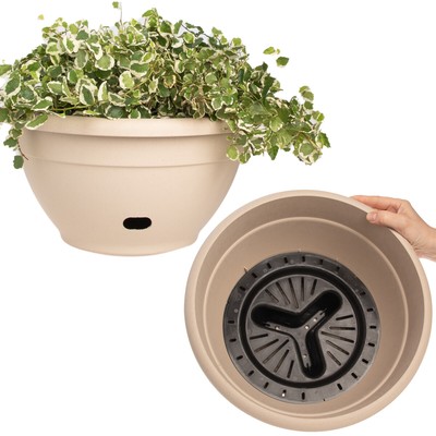 drainage watering flower 2pk planters bowls pots hole indoor self outdoor