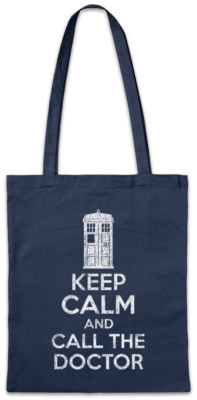 Keep Calm And Call The Doctor Stofftasche Einkaufstasche Who phone booth Dr. Fun