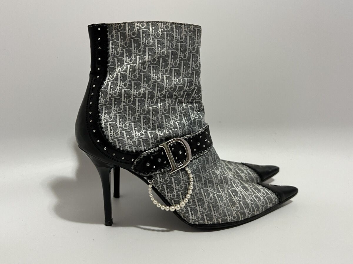 Vtg CHRISTIAN DIOR BY JOHN GALLIANO GRAY MONOGRAM PEARL Vtg CHRISTIAN DIOR BY JOHN GALLIANO GRAY MONOGRAM PEARL