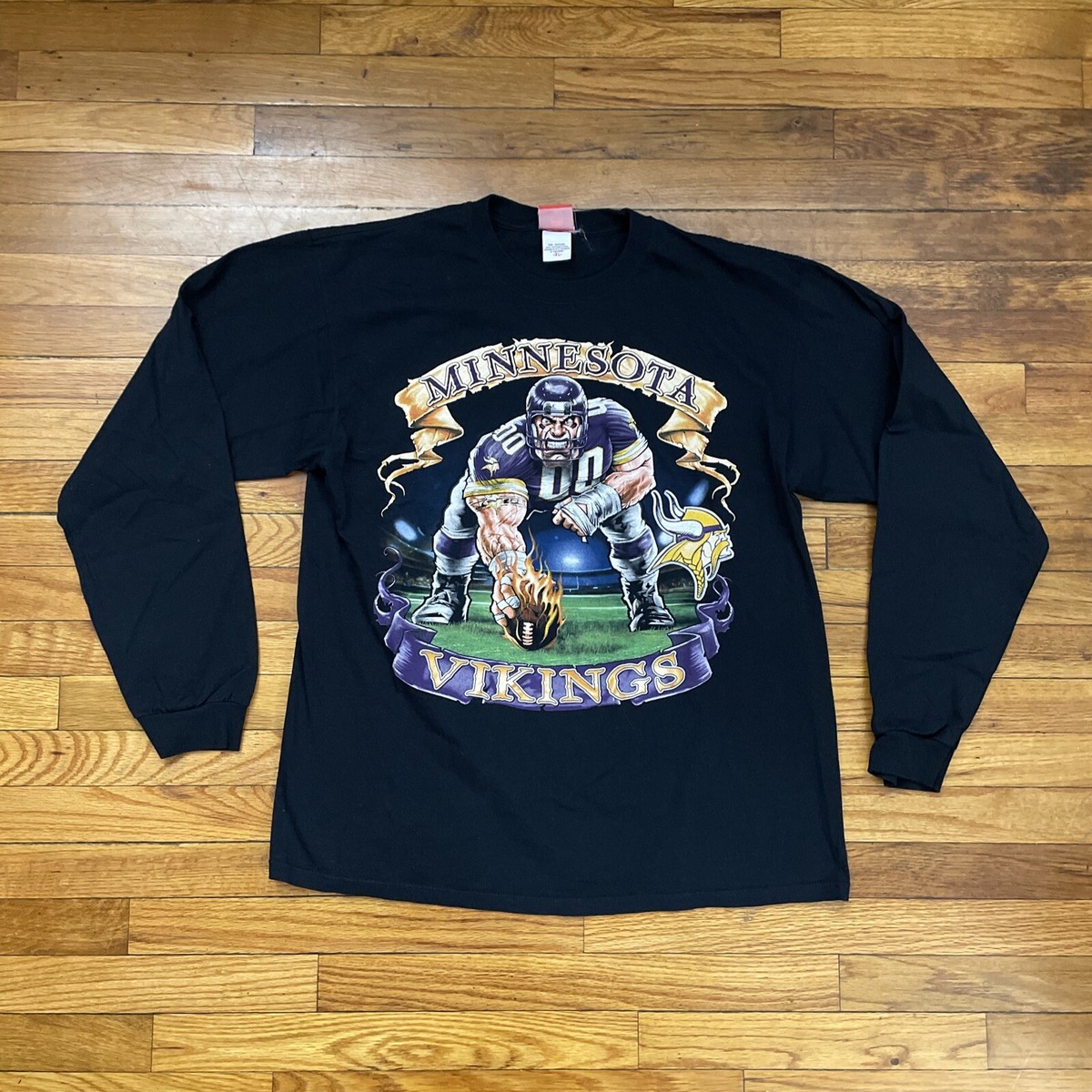 Vintage Y2K NFL Minnesota Vikings Long Sleeve Graphic T Shirt Size 